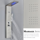 LED Shower Panel Tower Massage System Rain&Waterfall Jets Faucet Stainless Steel