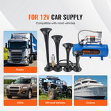 VEVOR Train Horns Kit 4 Trumpet Air Horn Kit 120 psi Air Compressor 1.6 Gal Tank