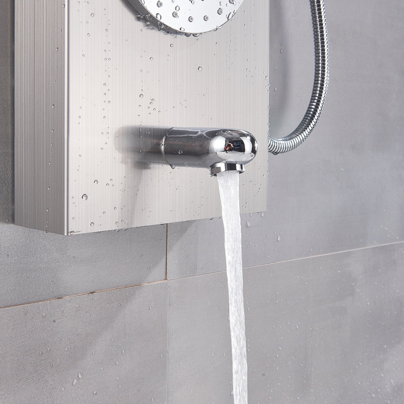 LED Shower Panel Tower Massage System Rain&Waterfall Jets Faucet Stainless Steel