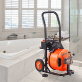 Drain Cleaner Machine Electric Drain Auger 100 FT x 1/2 In Auto Feed