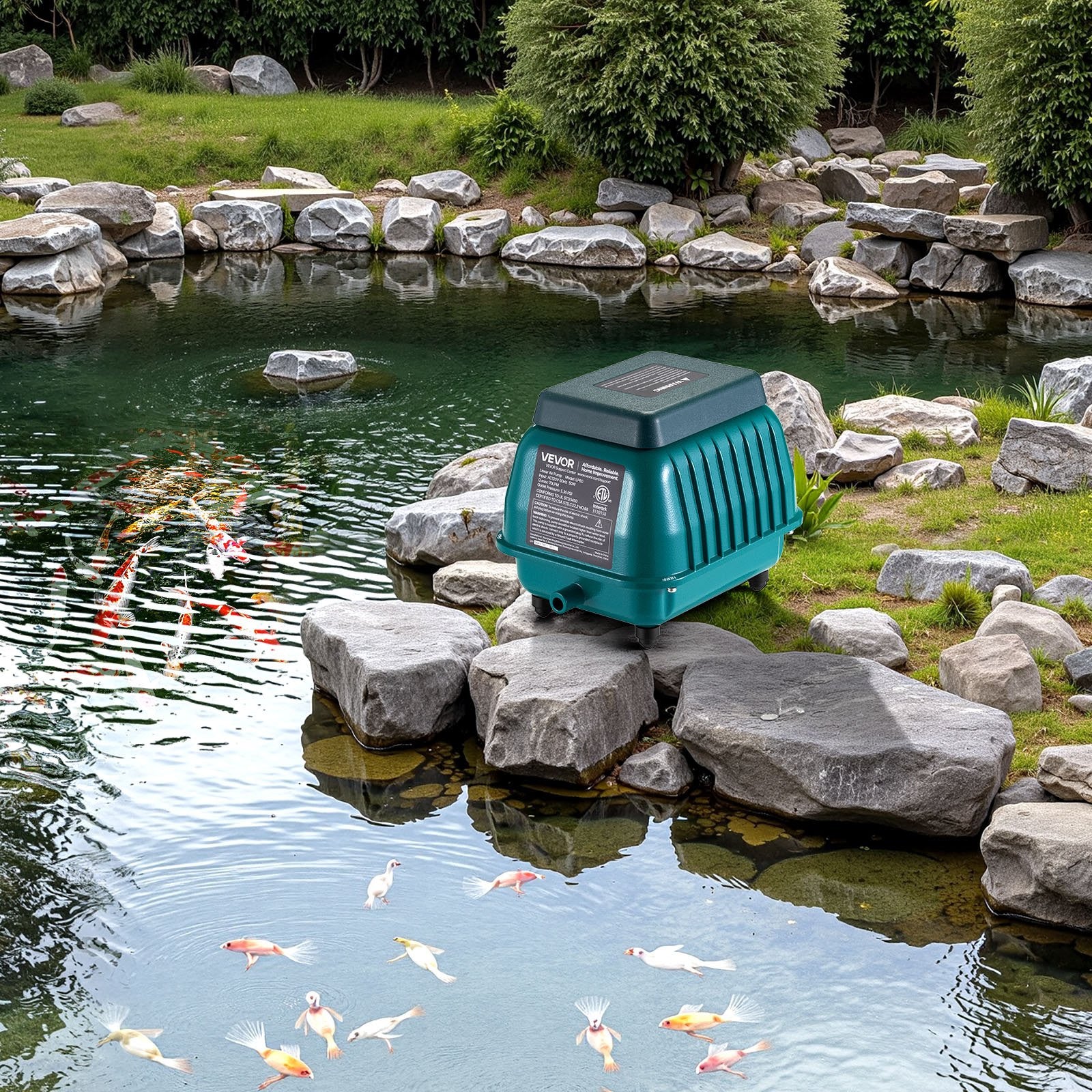 VEVOR 50W Linear Air Pump | 1110 GPH Septic & Pond Aerator | For 10ft Depth