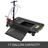 VEVOR 17 Gallon Low Profile Heavy Truck Car Oil Drain Pan w/ Pump & Wheels