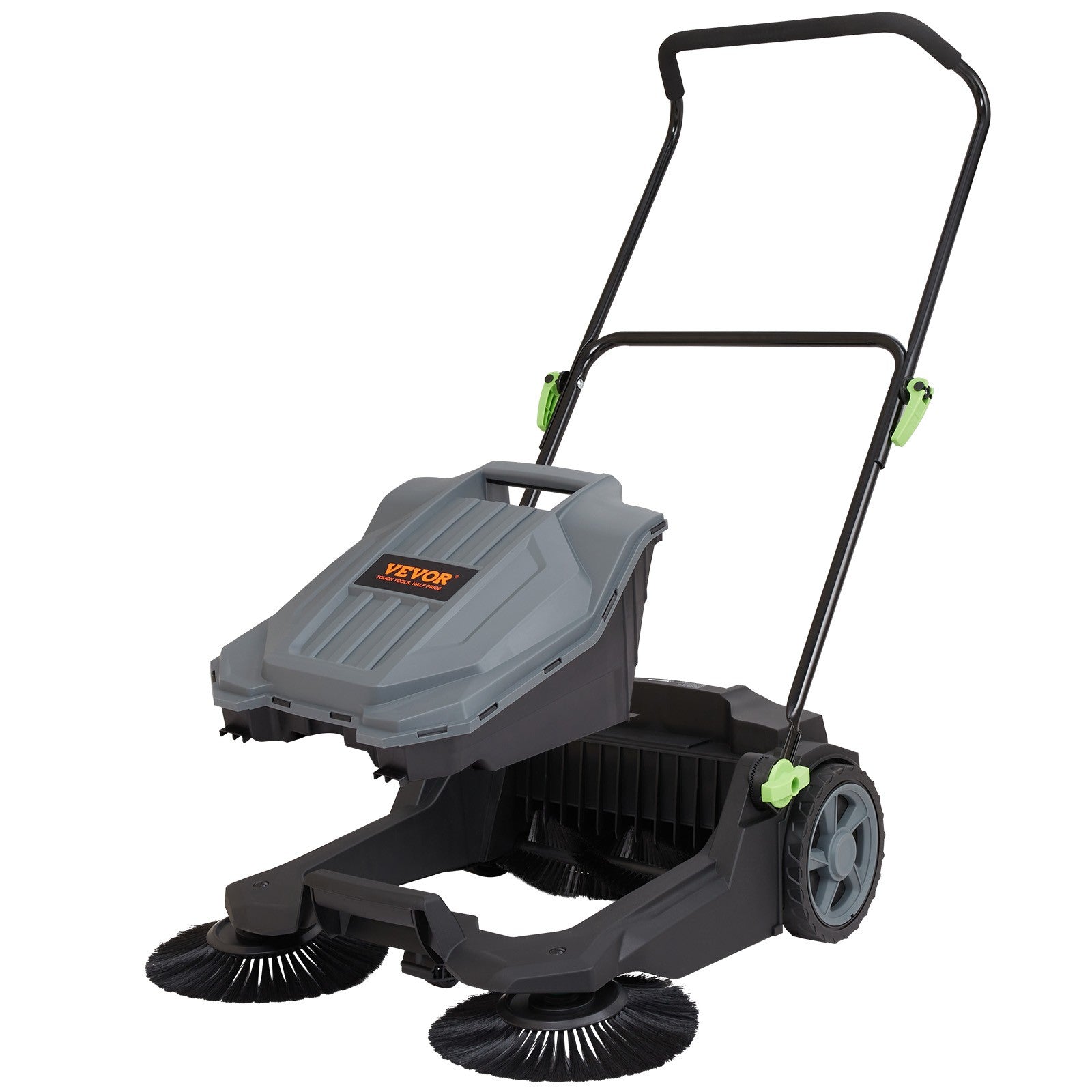 VEVOR Walk-behind Hand Push Floor Sweeper 25.6" Width 5 Gallon Waste Container