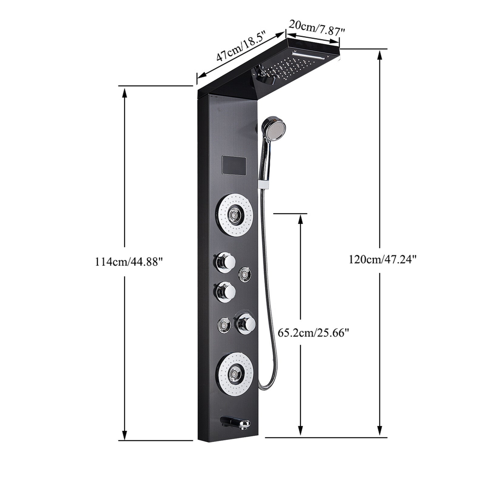 LED Shower Panel Tower Massage System Rain&Waterfall Jets Faucet Stainless Steel