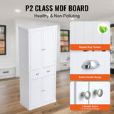 VEVOR 72" Kitchen Pantry Storage Tall Cabinet 4 Doors 3 Adjustable Shelves