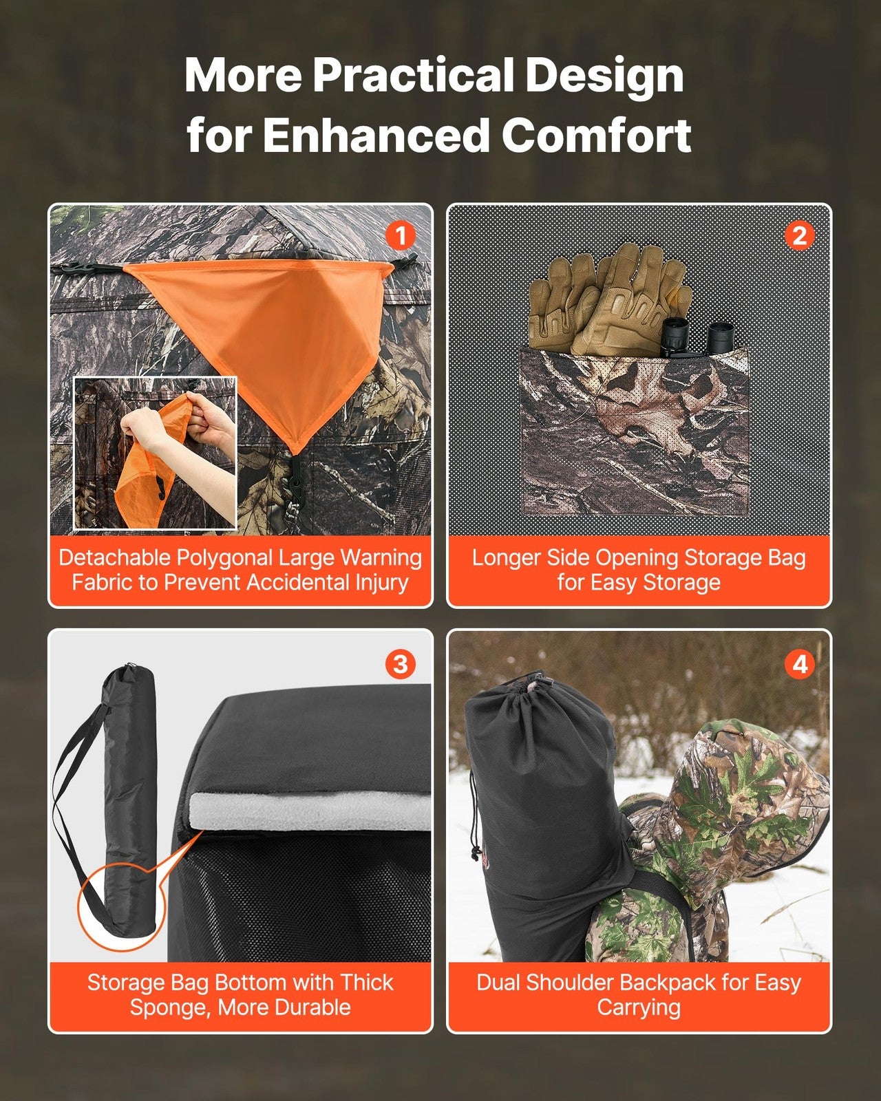 VEVOR Portable Hunting Blind See Through Ground Deer Blinds 2-3 Person Carrying