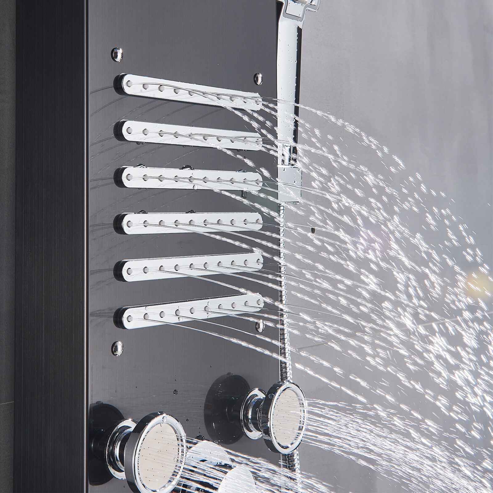 LED Shower Panel Tower Massage System Rain&Waterfall Jets Faucet Stainless Steel