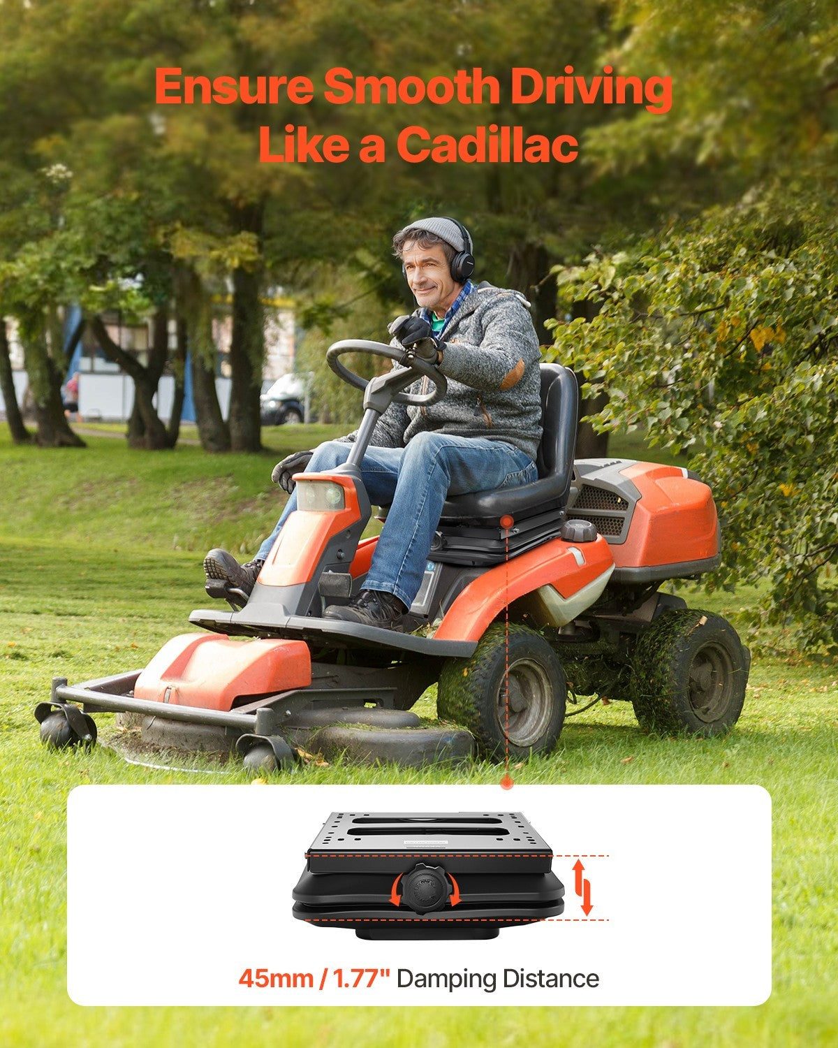 VEVOR Universal Seat Suspension Kit for Lawn Mower Skid Steer Forklift Tractor