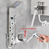 LED Shower Panel Tower Massage System Rain&Waterfall Jets Faucet Stainless Steel