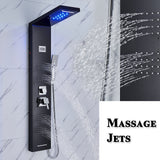 LED Shower Panel Tower Massage System Rain&Waterfall Jets Faucet Stainless Steel