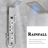 LED Shower Panel Tower Massage System Rain&Waterfall Jets Faucet Stainless Steel