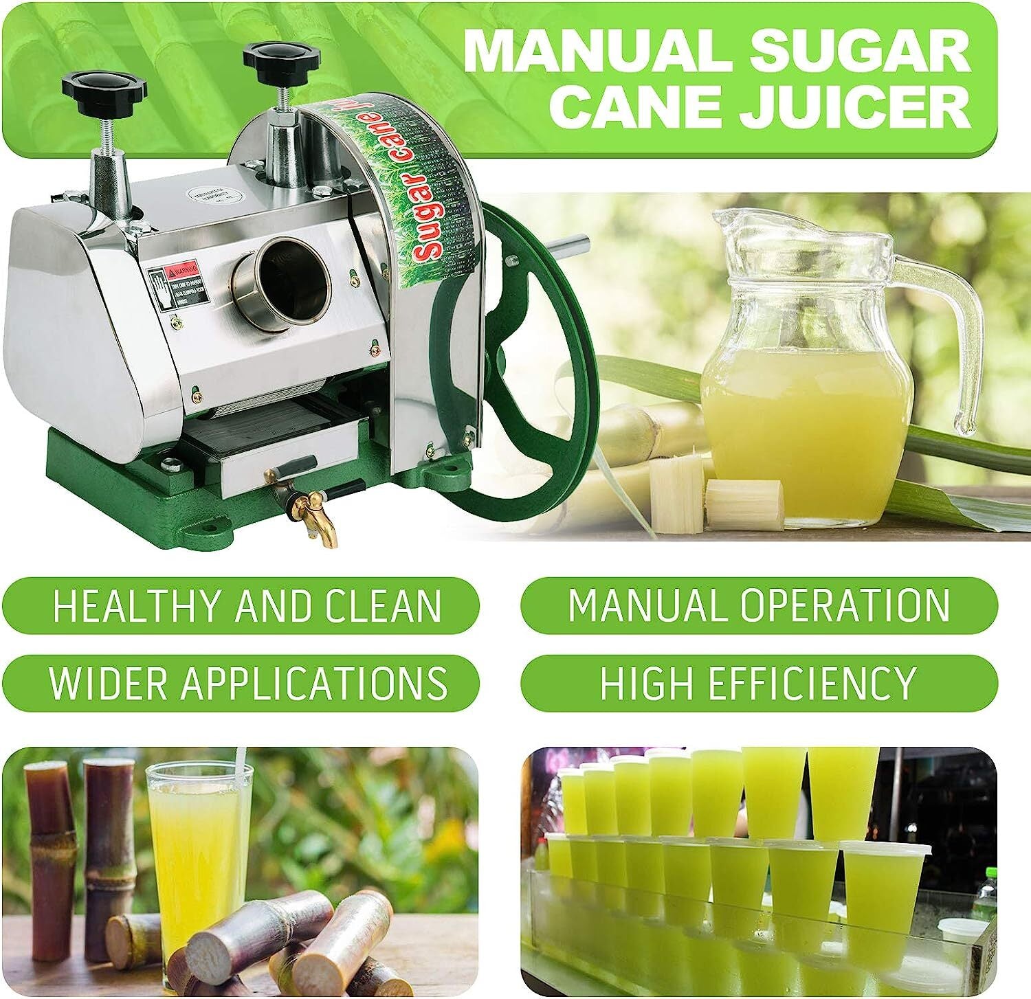 Manual Sugar Cane Press Juicer Juice Machine Commercial Extractor Mill 50KG/H