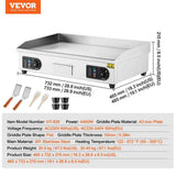 VEVOR Commercial Electric Griddle, 4400W Countertop Flat Top Grill,28.74"x15.75"