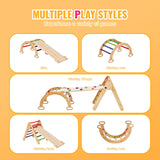 Pikler Triangle Set 5in1 Montessori Climbing Toys for Toddlers M Colorful