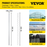 VEVOR Greenhouse Wiggle Wire &Aluminum Alloy Spring Lock U-Channel 6.56ft 30PCS
