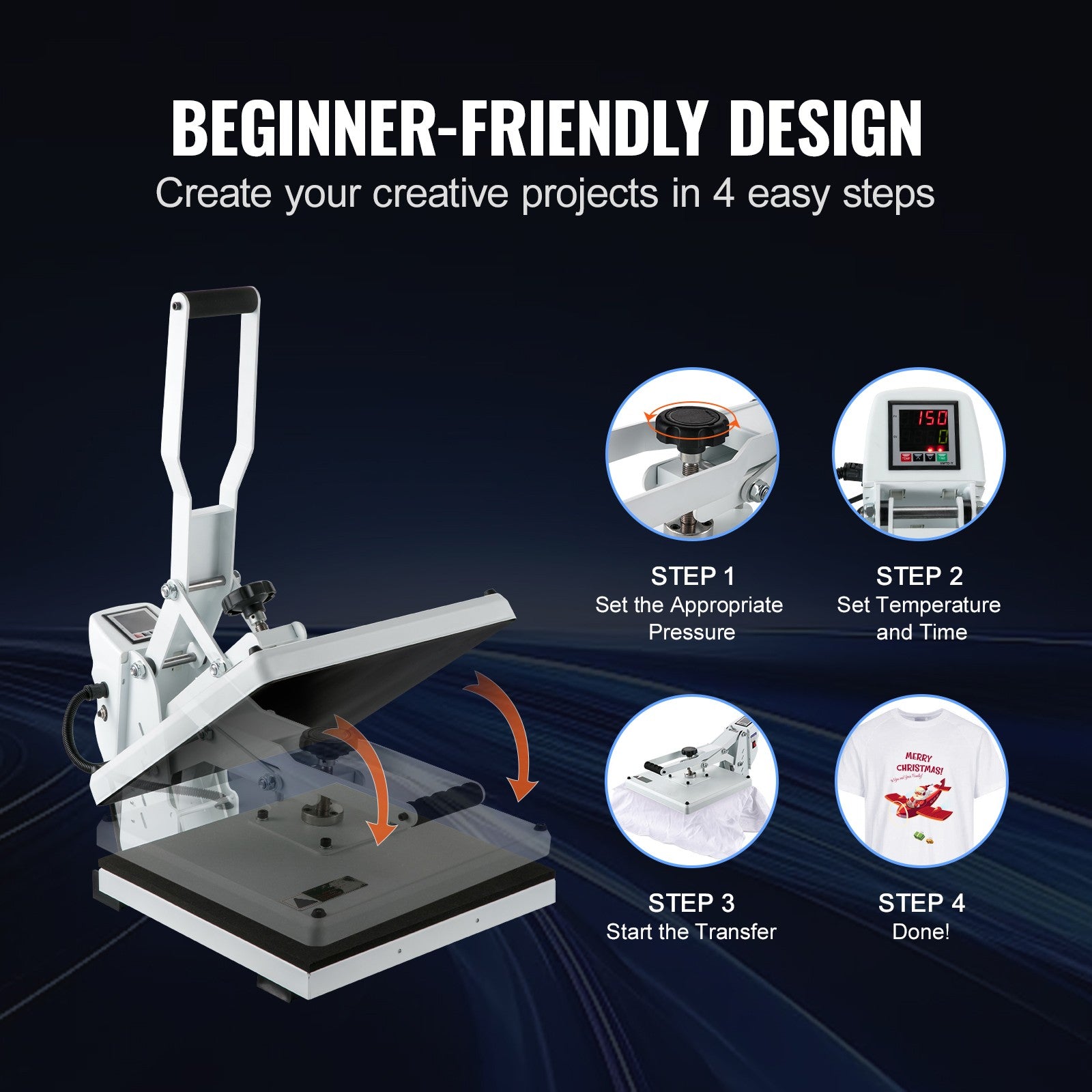 Heat Press Machine 15 x 15 in Sublimation Printer Transfer for DIY T-shirt