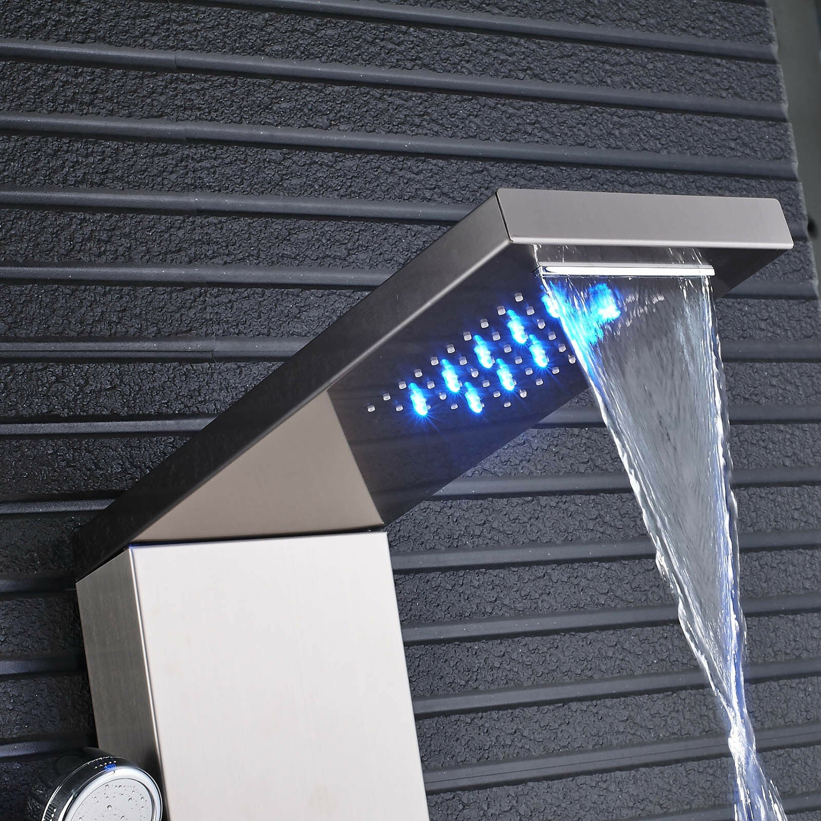 LED Shower Panel Tower Massage System Rain&Waterfall Jets Faucet Stainless Steel