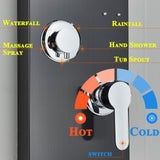 LED Shower Panel Tower Massage System Rain&Waterfall Jets Faucet Stainless Steel