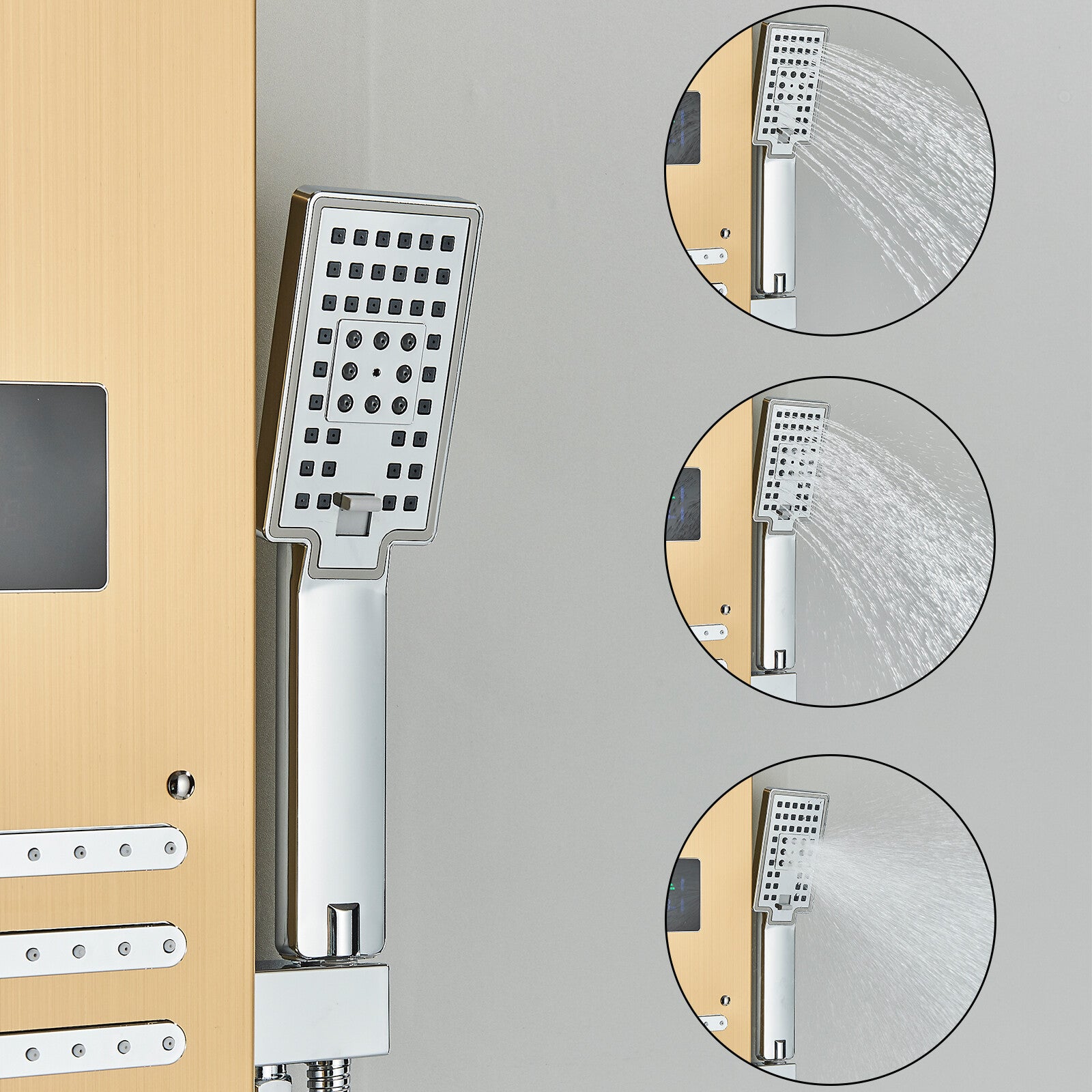 LED Shower Panel Tower Massage System Rain&Waterfall Jets Faucet Stainless Steel