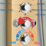 LED Shower Panel Tower Massage System Rain&Waterfall Jets Faucet Stainless Steel