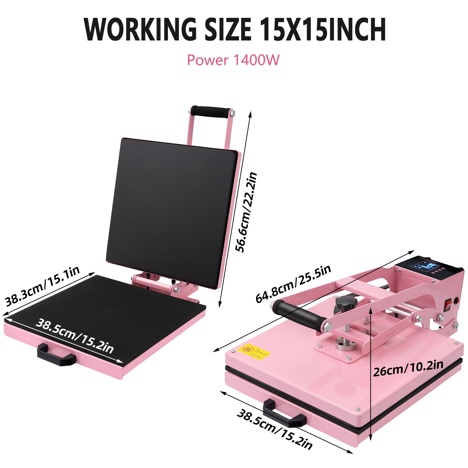 15"x15" Digital Clamshell Heat Press Machine T-shirt Transfer Sublimation Print