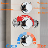 LED Shower Panel Tower Massage System Rain&Waterfall Jets Faucet Stainless Steel