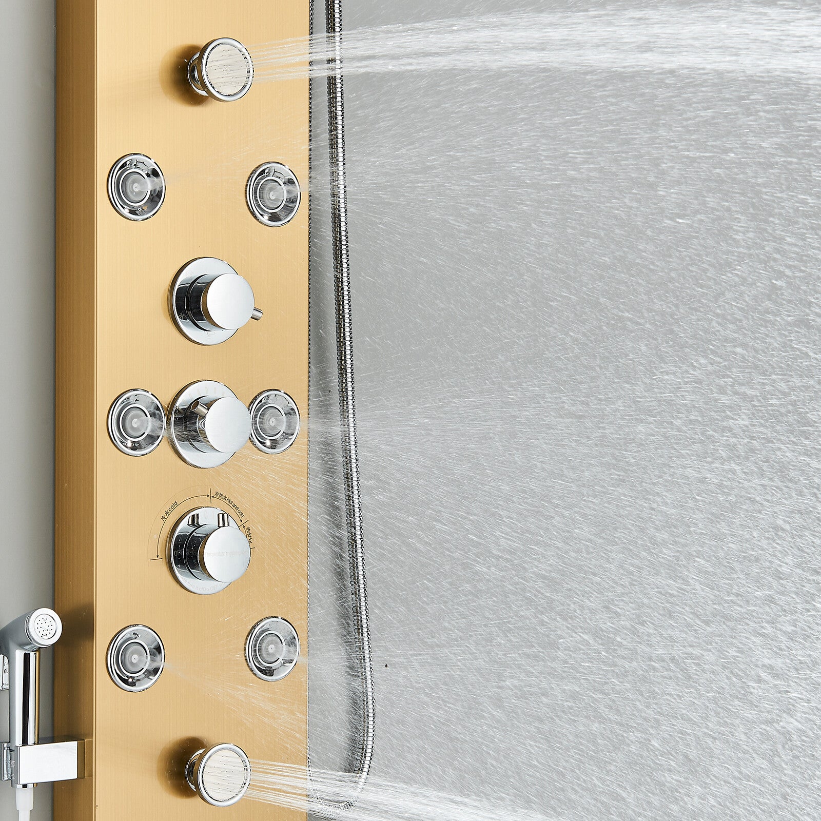 LED Shower Panel Tower Massage System Rain&Waterfall Jets Faucet Stainless Steel