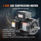 VEVOR 7.5HP Air Compressor Electric Motor 230V 3450RPM 184T Frame CW/CCW Rotate
