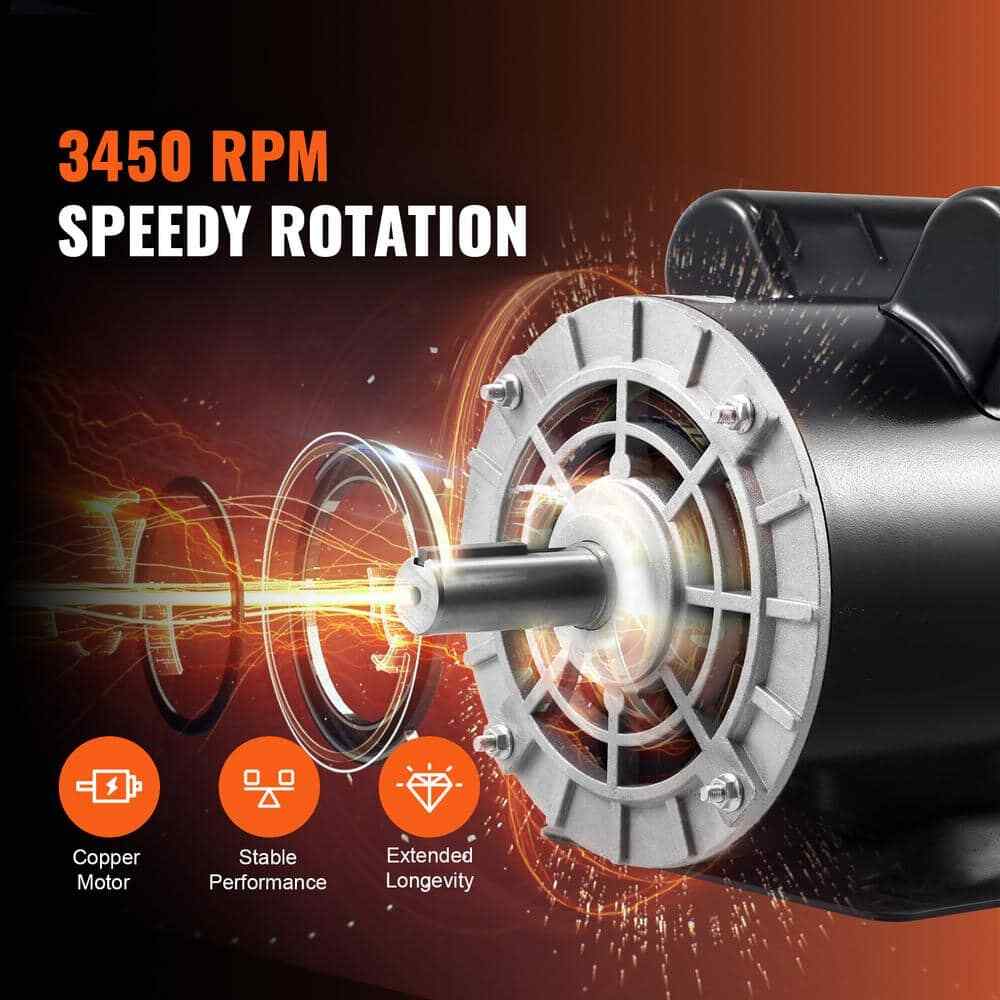 VEVOR 5HP Air Compressor Motor 3450 RPM Single Phase Electric Motor 7/8 in.