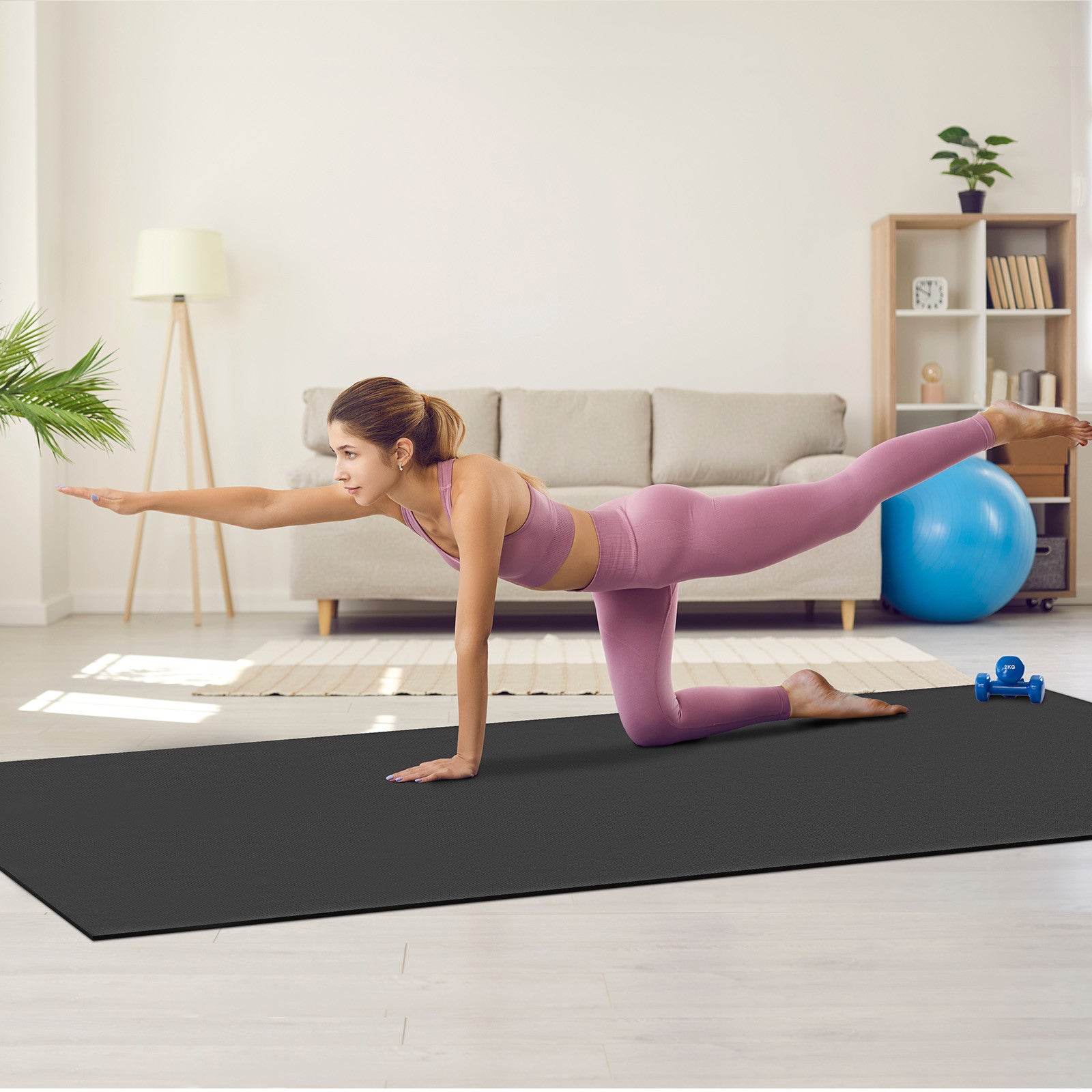 VEVOR Exercise Mat Non Slip Yoga Mat Gym Fitness Pilate Workout Mat (10x6ft)