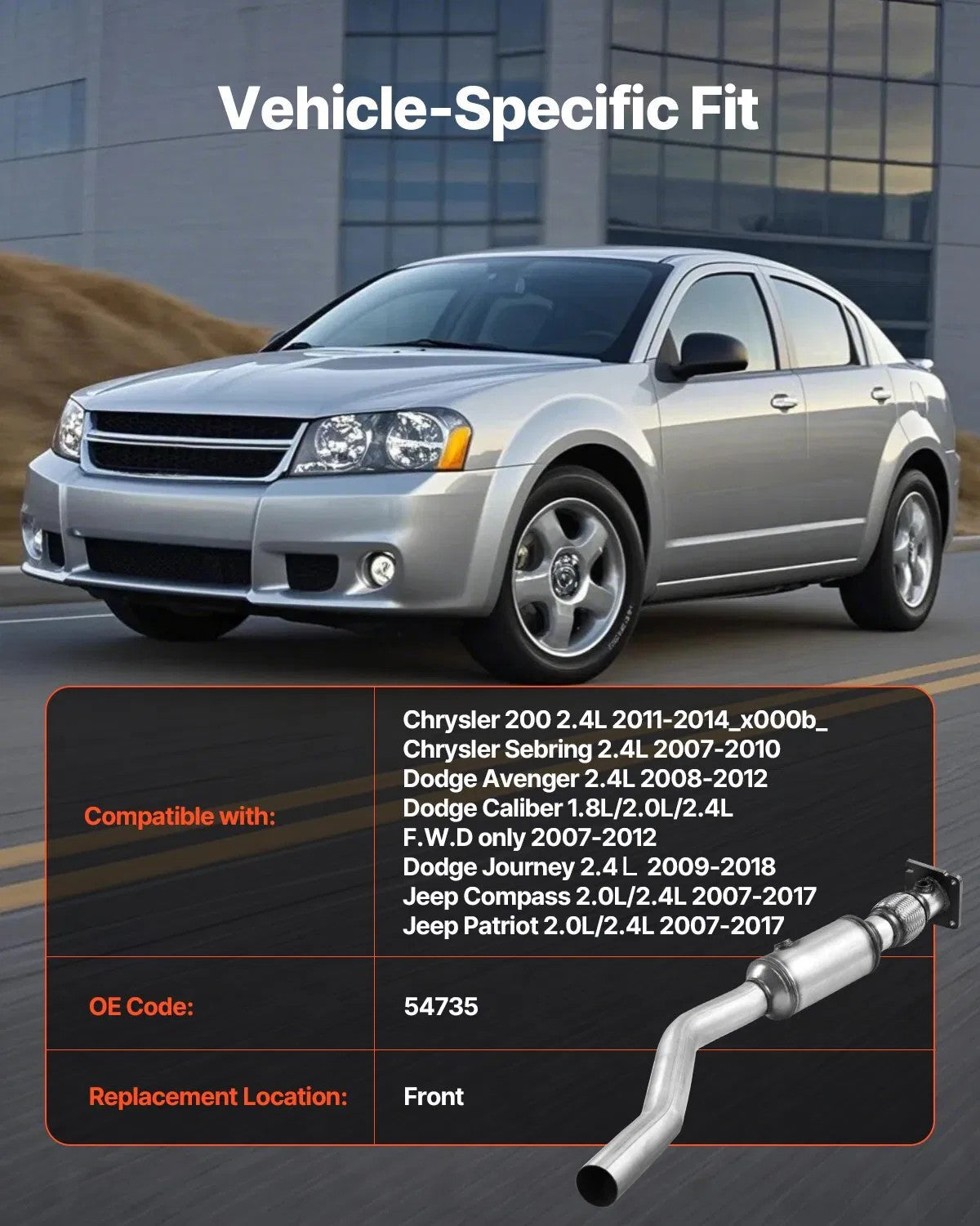Catalytic Converter, Compatible with Chrysler 200 Sebring/Dodge Avenger Caliber