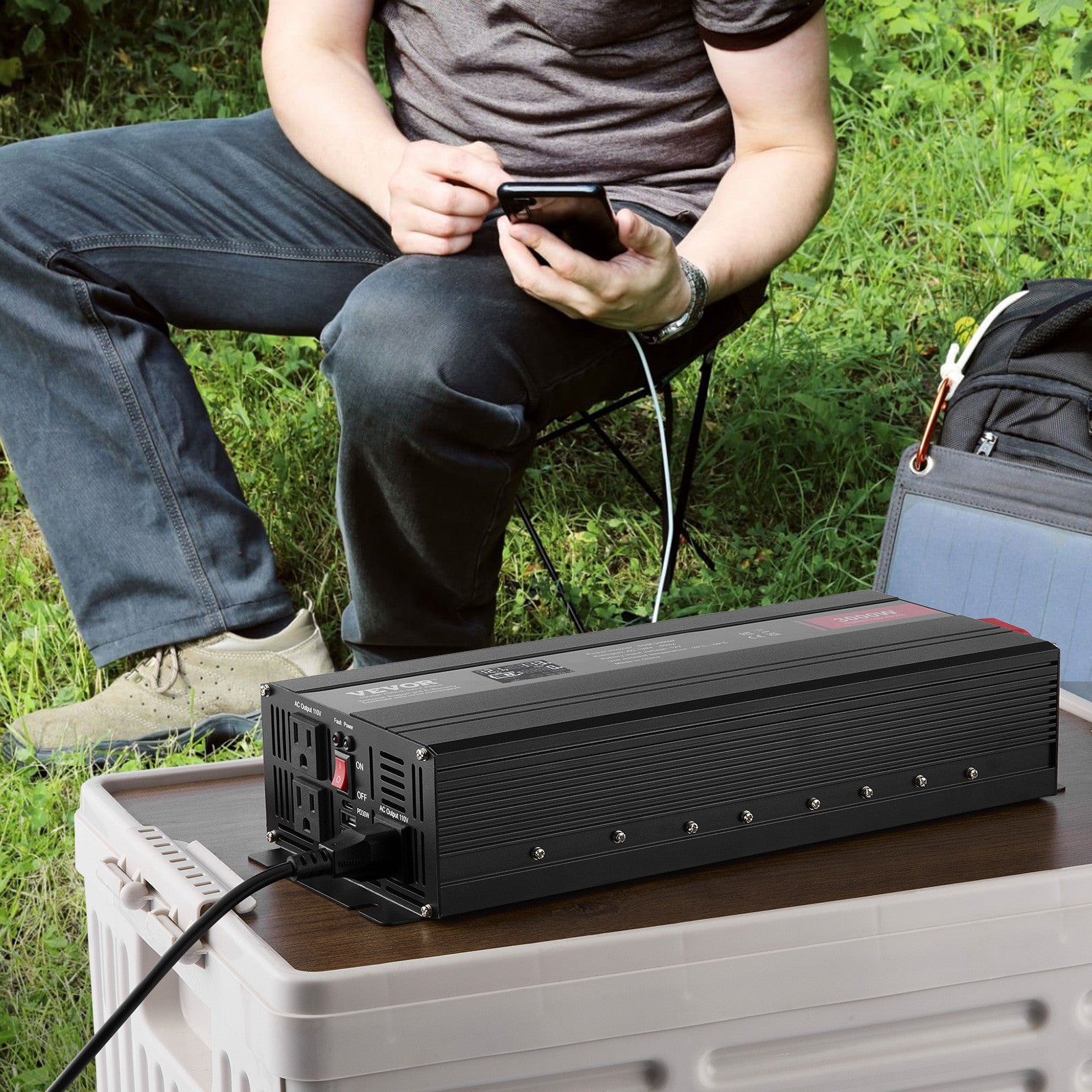 Power Inverter 3000W 6000W 12V DC to 110V 120V AC LCD Outdoor for Car Truck Home