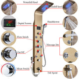 LED Shower Panel Tower Massage System Rain&Waterfall Jets Faucet Stainless Steel