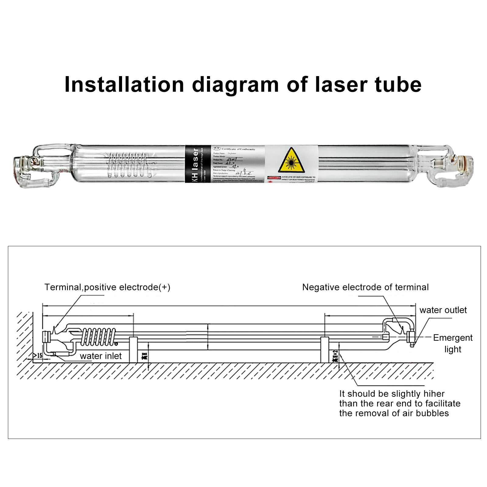 VEVOR CO2 laser tube 40W/50W/60W/80W/100W/130W suitable for CO2 laser engraving