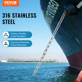 VEVOR 20 ft Anchor Boat Chain 5/16" 316 Stainless Steel with Two Shackles