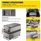 Car Fridge Freezer Cooler 47.5QT Portable Compressor 45L Mini Refrigerator Home