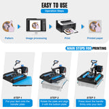 8IN1 Heat Press Machine 15"x15" Transfer Sublimation T-Shirt Mug Plate Hat