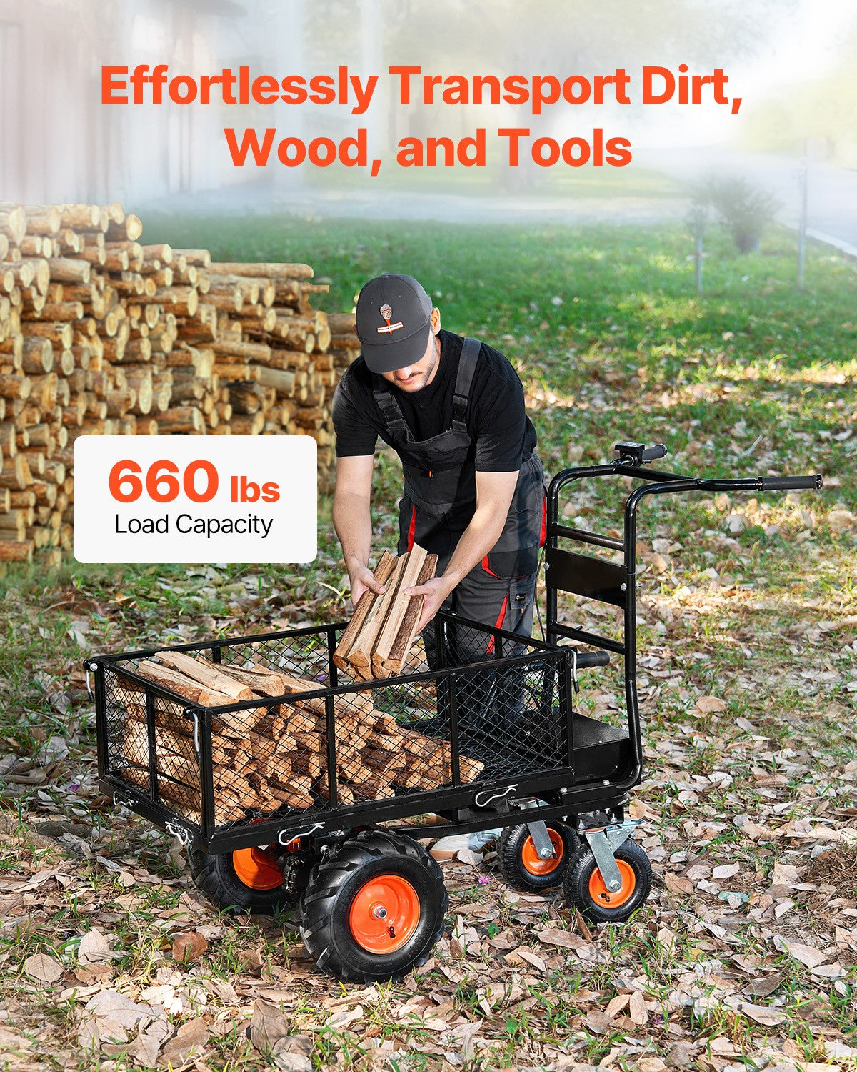 Electric Utility Cart 660lbs Capacity Power Wagon 36V 432W Wheelbarrow