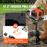 VEVOR Post Hole Digger 43cc Gas Powered Earth Digger with 8" Auger Drill Bit