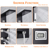 LED Shower Panel Tower Massage System Rain&Waterfall Jets Faucet Stainless Steel