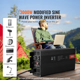Power Inverter 3000W 6000W 12V DC to 110V 120V AC LCD Outdoor for Car Truck Home