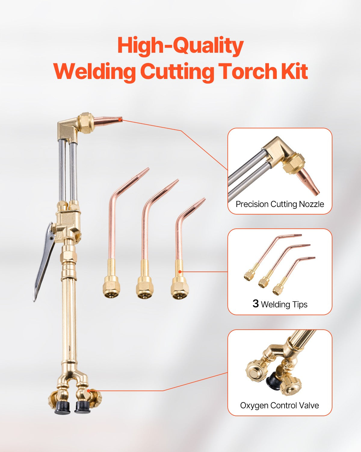 VEVOR Oxygen Acetylene Torch Kit 14PCS Gas Welding Cutting  & Portable Case Hose