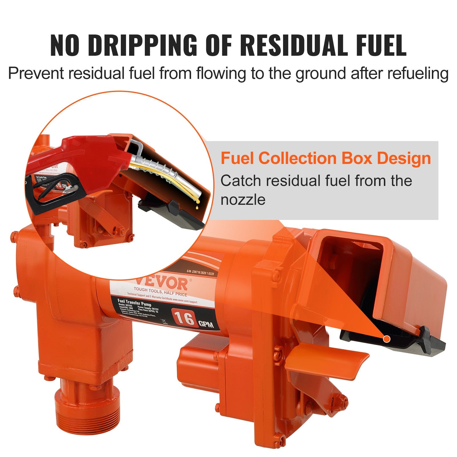Fuel Transfer Pump Gasoline Pump 16GPM 12V with Hose & Nozzle for Diesel