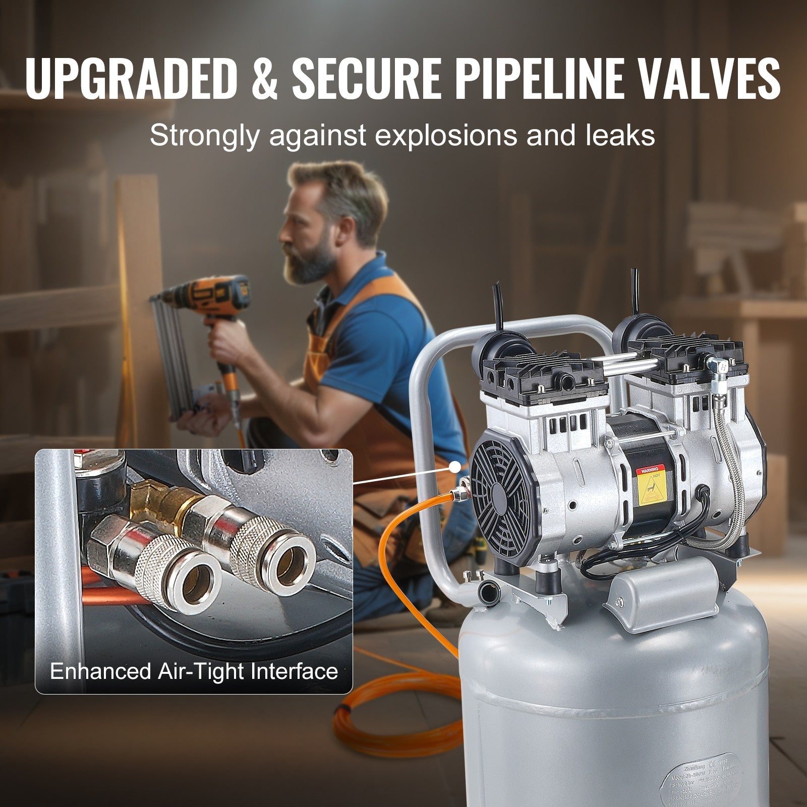VEVOR 13 Gallon Air Compressor 2HP 4.6SCFM@90PSI Oil Free Air Compressor 125PSI