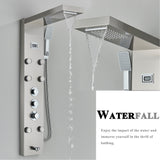 LED Shower Panel Tower Massage System Rain&Waterfall Jets Faucet Stainless Steel