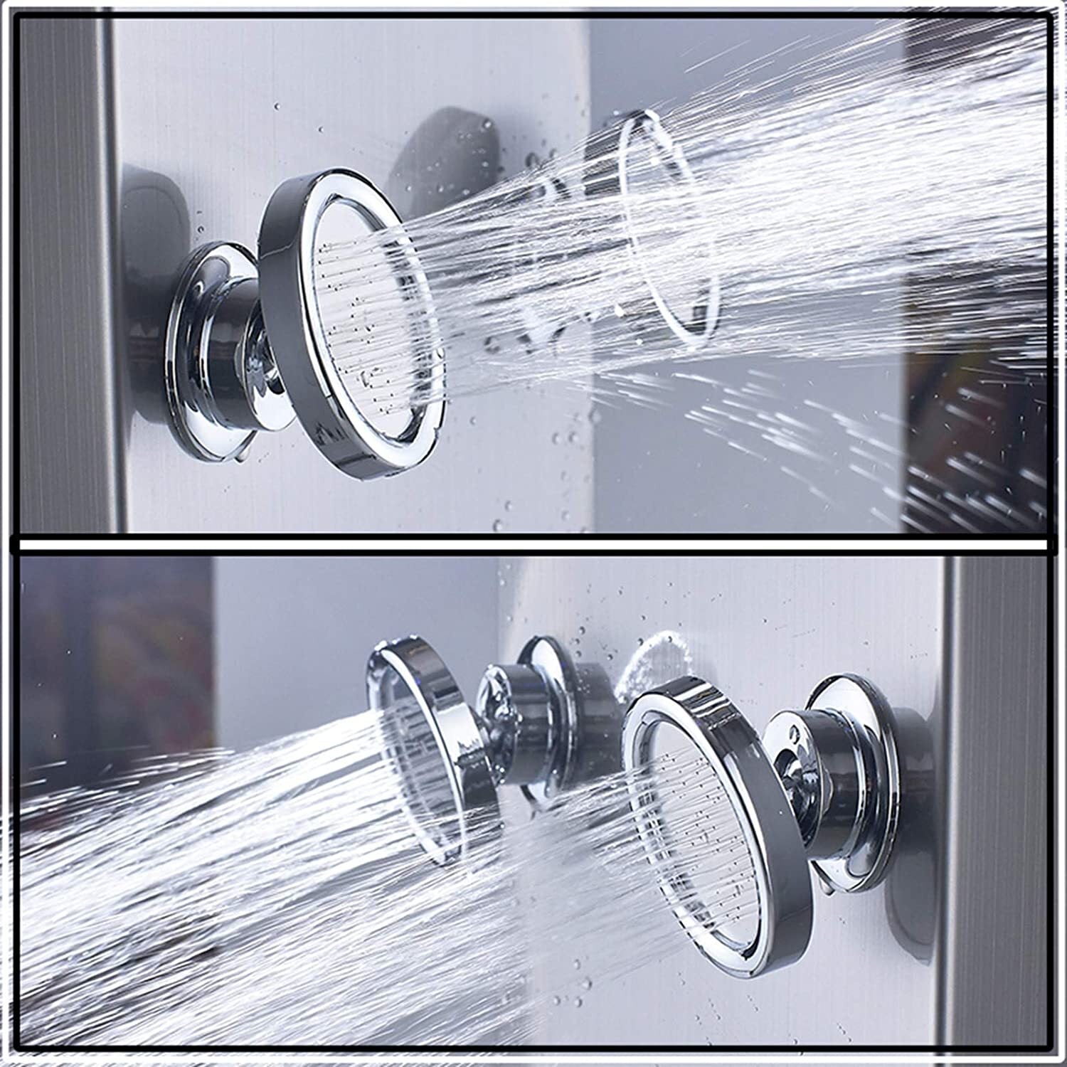 LED Shower Panel Tower Massage System Rain&Waterfall Jets Faucet Stainless Steel