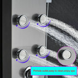 LED Shower Panel Tower Massage System Rain&Waterfall Jets Faucet Stainless Steel