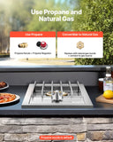 VEVOR Single Grilling Side Burner for Outdoor 15,000BTU Propane & Natural Gas