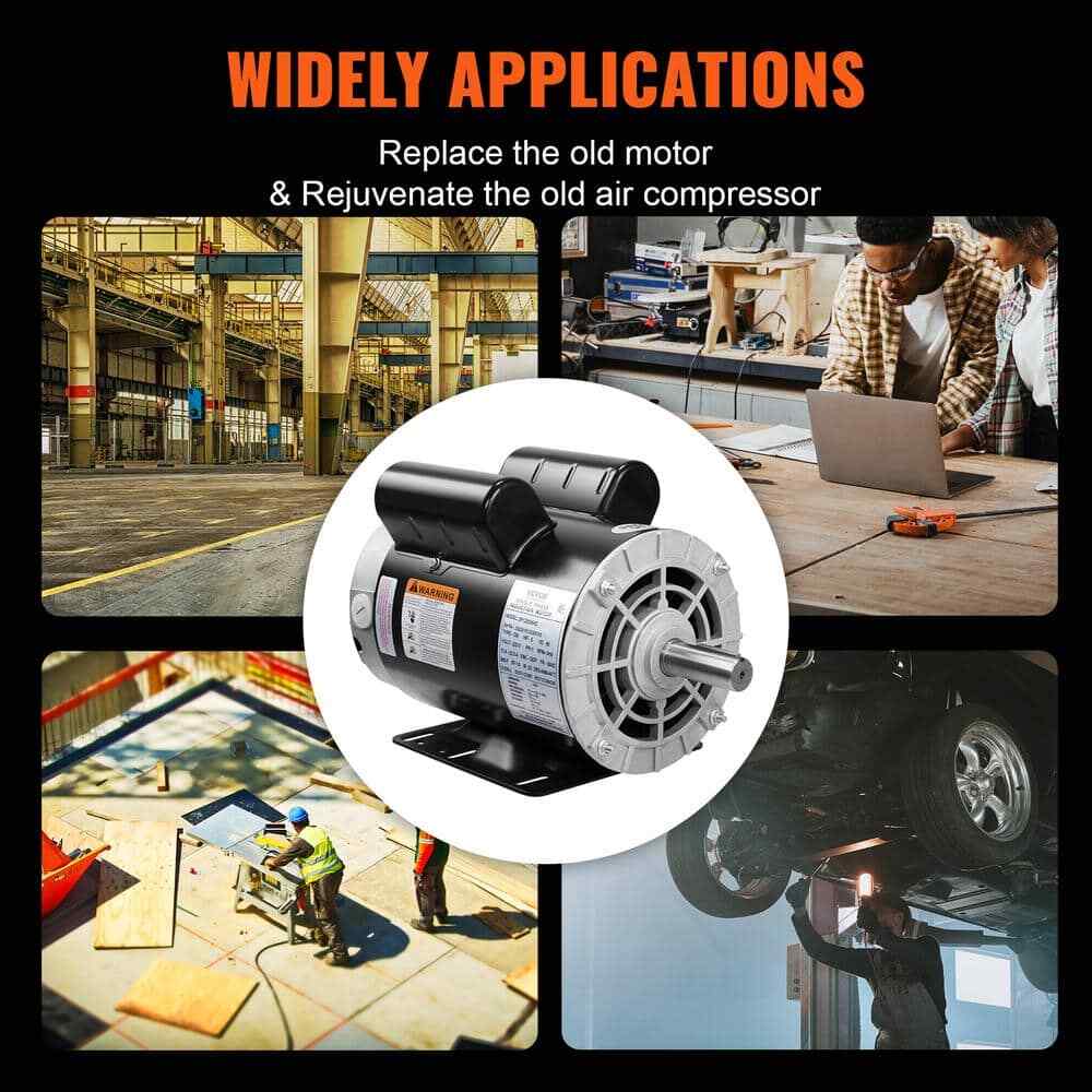 VEVOR 5HP Air Compressor Motor 3450 RPM Single Phase Electric Motor 7/8 in.
