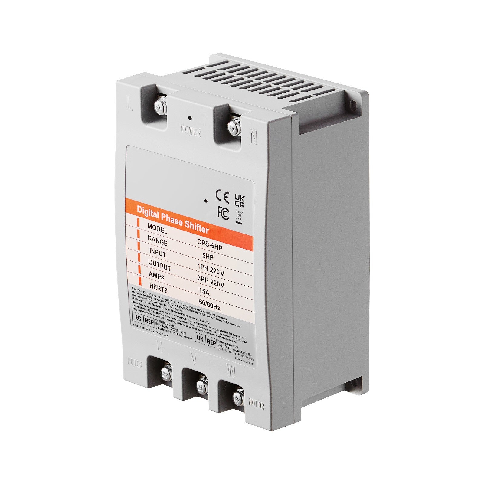 Uimoso 5HP Single 1 Phase to 3 Phase Converter Digital Phase Shifter 15A 220V